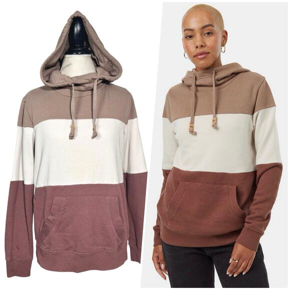 Tentree | Women | TreeFleece Banshee Neutral Color Block Organic Hoodie | Medium - Picture 1 of 13